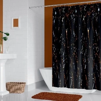Tropik Home Siyah Mermer Desenli Duş Perdesi