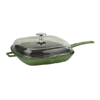 Lava Grill Tava 28 x 28 cm Cam Kapaklı Yeşil Izgara Tava