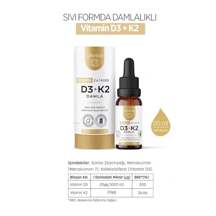 Erbatab Vitamin D3 K2 Damla