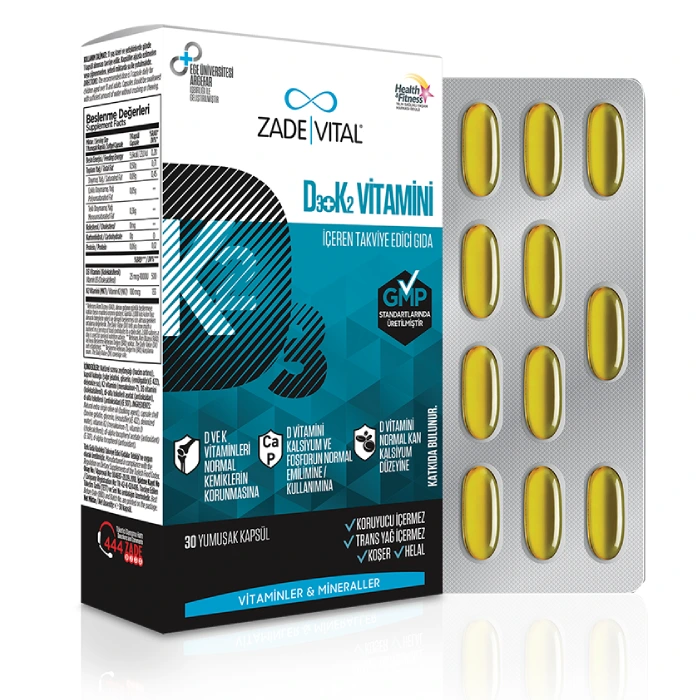 Yüksek K2 oranlı D vitamin kapsülü Zade Vital